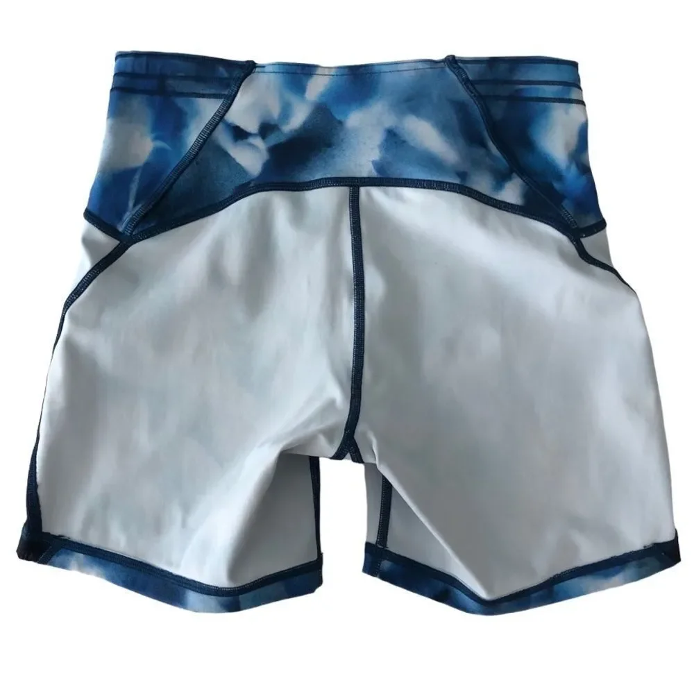 Lululemon Train Times Short 6” Inseam Mini Blush Blossom Alpine White Blue Sz 8